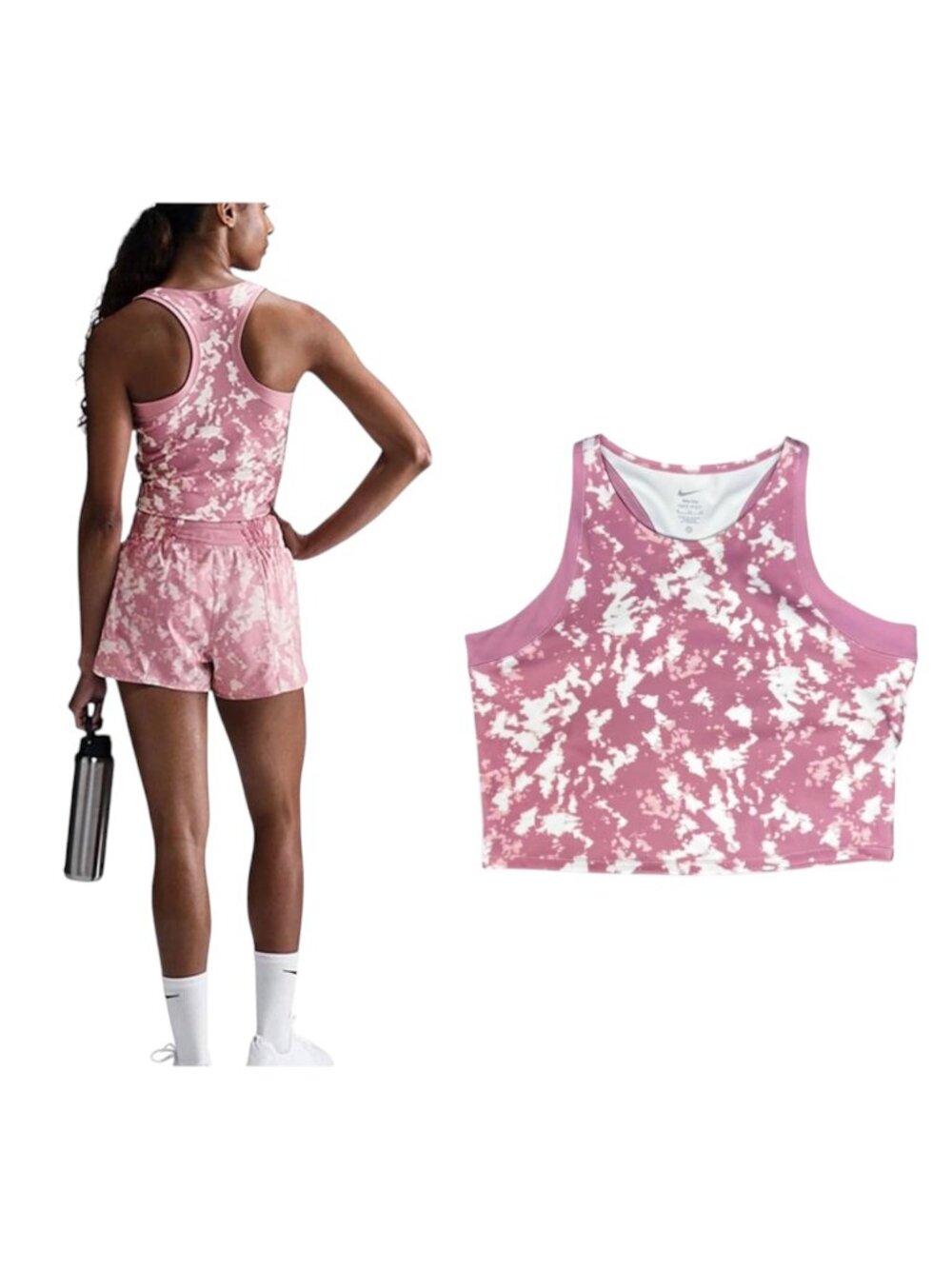 Nike One XL Active Tank Top Printed Pink White Women's New